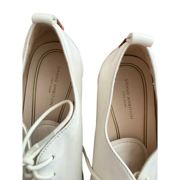 Cole Haan Grand Ambition Lace-Up Flats Women’s 8 White Leather - Picture 2 of 8